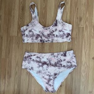 Shein Marbled high-waisted bottom bikini